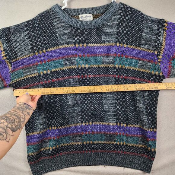 VINTAGE Boulevard Sweater Men's Geometric Sport Tall Man Grandpa Core Cosby - Picture 3 of 5